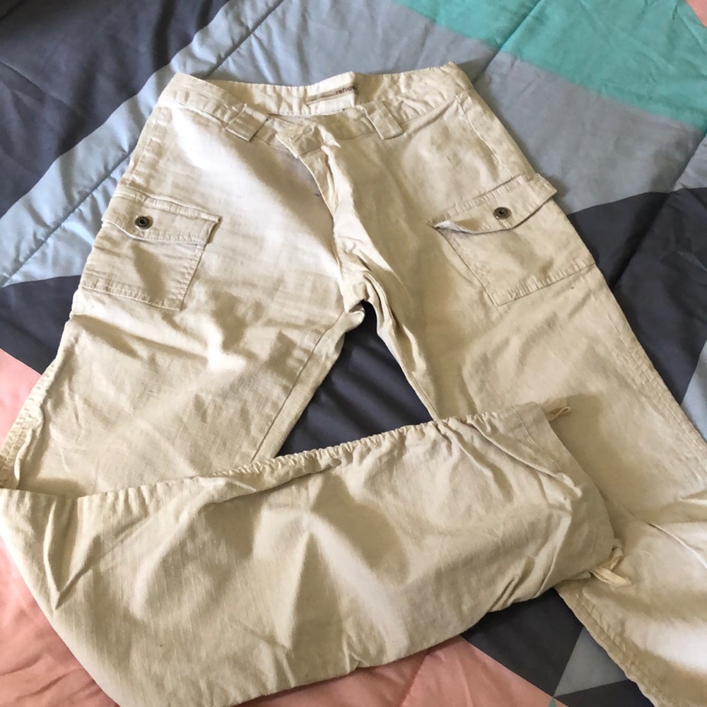 Stretch, cargo style pants. Straight leg